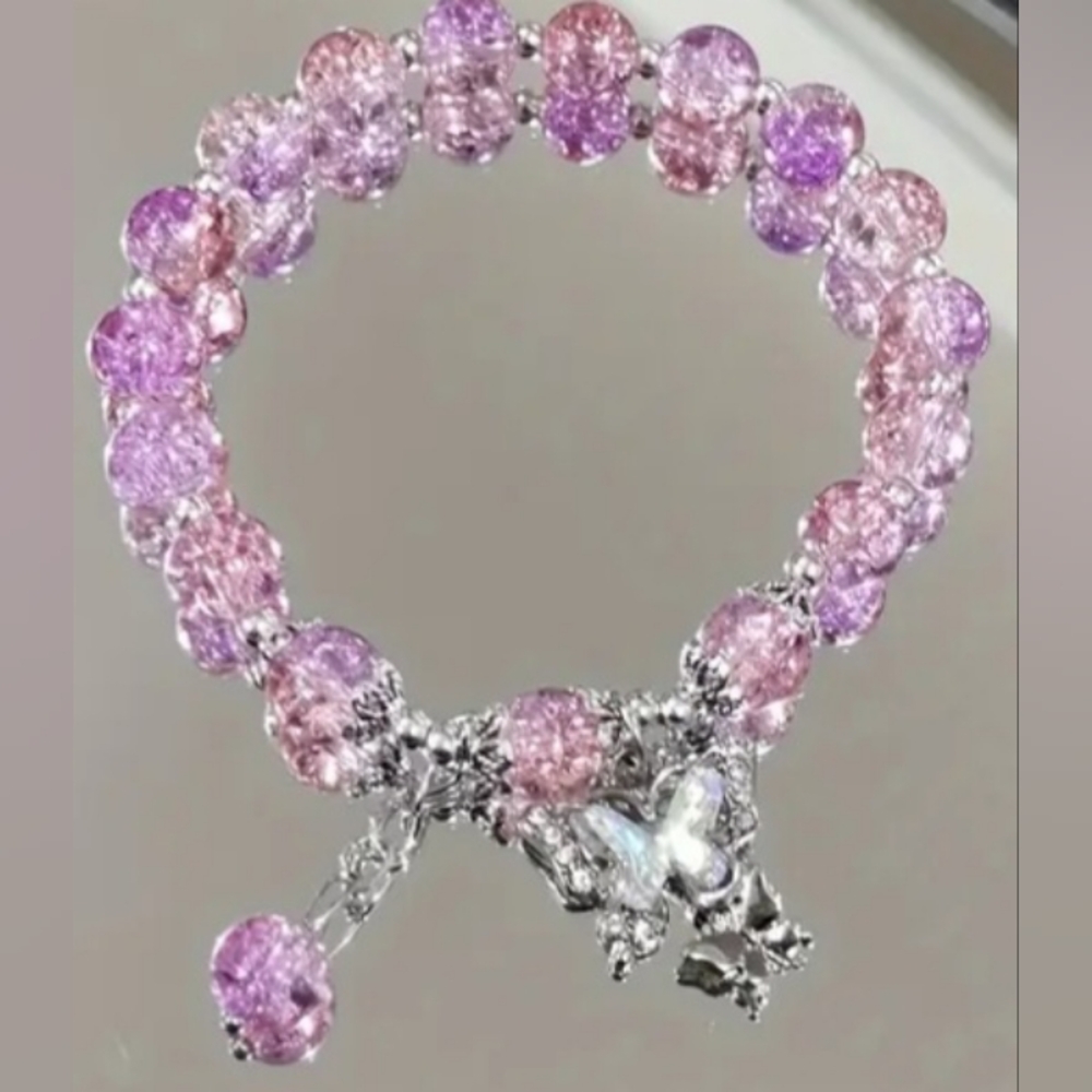 Elegant Pink and Purple Beaded Bracelet